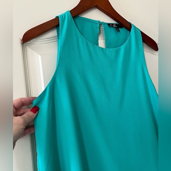 C. Luce Designer Turquoise Sleeveless Layered Blouse Women’s Size Small - Picture 7 of 12